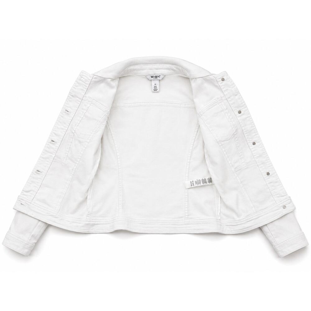 WHBM White Stretch Denim Puff Sleeve Fitted Jacket Size Extra Small🤍✨ 🤍 - Picture 7 of 15